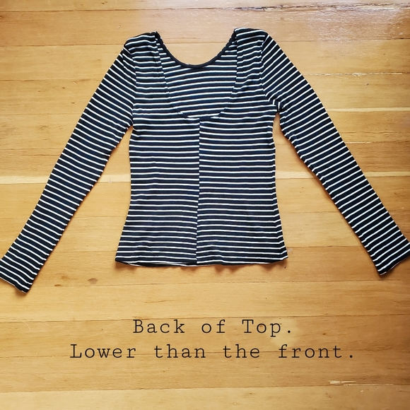 Volcom Striped Knit Top Shirt Black and White - Picture 2 of 5